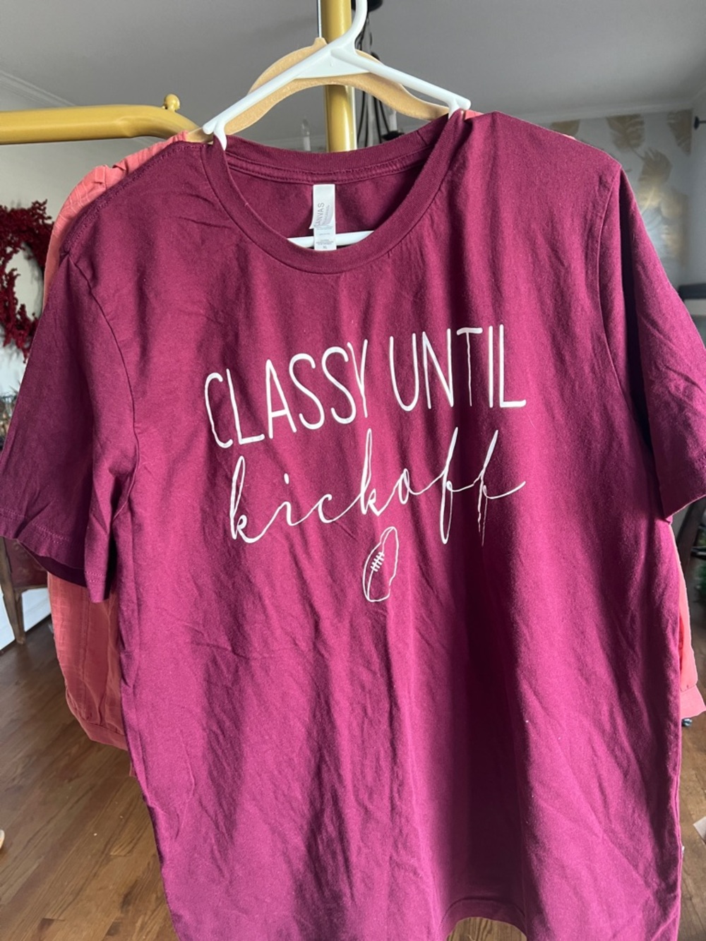 Bella Canvas Burgundy Graphic Tee with White Script
